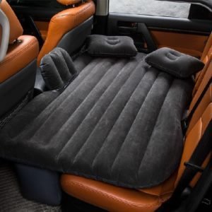 Car Travel Inflatable Mattress Air Bed Cushion Camping Universal SUV Extended Air Couch with Two Air Pillows (Black)