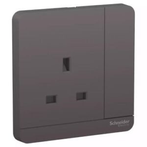 AvatarOn, switched socket, 3P, 13 A, 250 V, LED, Dark Grey