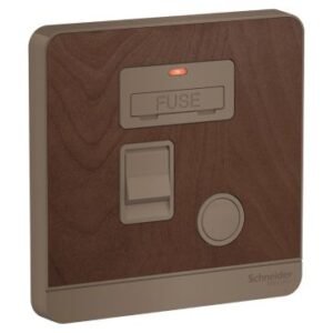 Schneider Electric 13A 250V 1G Fused Con w DP Sw&LED, WD, E8331DFSGN_WD