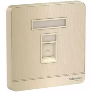 Schneider Electric 1G Telephone Socket, Shuttered Wallplate, Metal Gold Hairline, E8331RJS4_GH