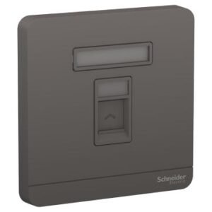 AvatarOn, data socket, RJ45, cat6e, shuttered, Dark Grey