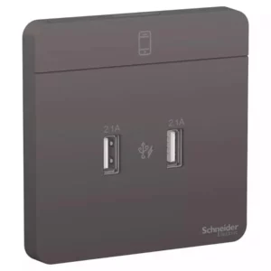 Schneider AvatarOn, 2 USB charger, 2.1A, Dark Grey E8332USB_DG