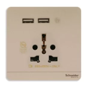 Schneider Electric 16A Int Socket with 2.1A USB, WG, E8342616USB_WG
