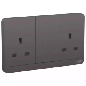 Schneider AvatarOn, 2 switched socket, 3P, 13 A, 250 V, Dark Grey E83T25_DG_G12