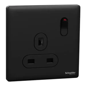 Schneider Switched socket, Unica X, 13A, 250V, 1 gang,Jet Black ,NUX15_JB
