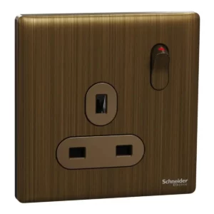 Schneider Switched socket, Unica X, 13A, 250V, 1 gang, 2 pole, Antique Bronze ,NUX15D_AB