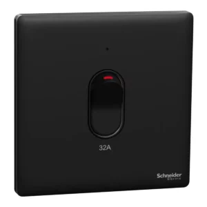 Schneider Switch, Unica X, 32A, 250V, 1 gang, 2 pole, with LED,Jet Black, NUX31D32N_JB