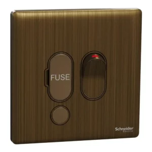 Schneider Fuse connection unit, Unica X, 13A, 250V, 1 gang, 2 pole, with flex outlet, Antique Bronze, NUX31DFSG_AB