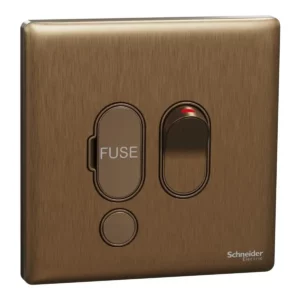 Schneider Fuse connection unit, Unica X, 13A, 250V, 1 gang, 2 pole, with flex outlet, Dark Bronze ,NUX31DFSG_DB