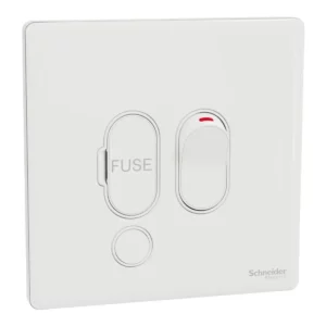 Schneider Fuse connection unit, Unica X, 13A, 250V, 1 gang, 2 pole, with flex outlet, Painted White, NUX31DFSG_PW
