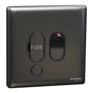 Schneider Fuse connection unit, Unica X, 13A, 250V, 1 gang, 2 pole, with flex outlet, LED, Dark Grey ,NUX31DFSGN_DG