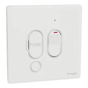 Schneider Fuse connection unit, Unica X, 13A, 250V, 1 gang, 2 pole, with flex outlet, LED, Painted White ,NUX31DFSGN_PW