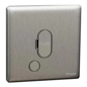 Schneider Fuse connection unit, Unica X, 13A, 250V, 1 gang, with flex outlet, Stainless Steel ,NUX31FSG_SS