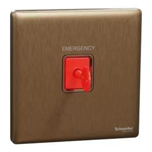 Schneider Panic button switch, Unica X, with Key Reset, Dark Bronze ,NUX31KPB_DB