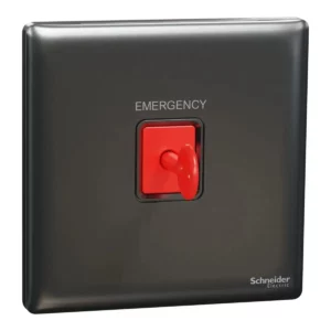 Schneider Panic button switch, Unica X, with Key Reset, Dark Grey ,NUX31KPB_DG