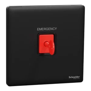Schneider Panic button switch, Unica X, with Key Reset,Jet Black ,NUX31KPB_JB