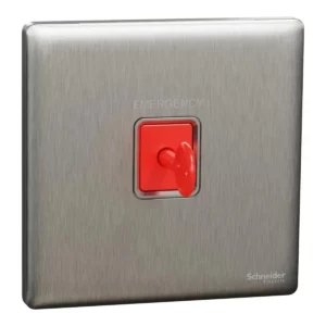 Schneider Panic button switch, Unica X, with Key Reset, Stainless Steel ,NUX31KPB_SS