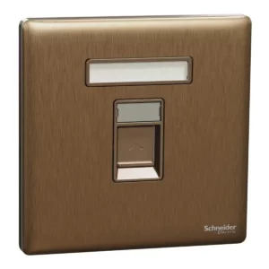 Schneider Telephone socket, Unica X, 1 gang, shuttered, Dark Bronze ,NUX31RJ4_DB