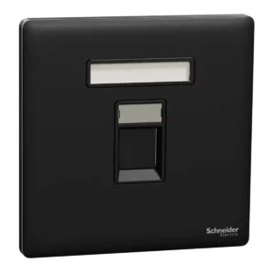 Schneider Telephone socket, Unica X, 1 gang, shuttered,Jet Black ,NUX31RJ4_JB
