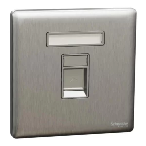 Schneider Telephone socket, Unica X, 1 gang, shuttered, Stainless Steel ,NUX31RJ4_SS