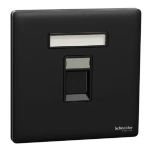 Schneider Data socket, Unica X, 1 gang, RJ45, Cat6, shuttered,Jet Black ,NUX31RJ6_JB