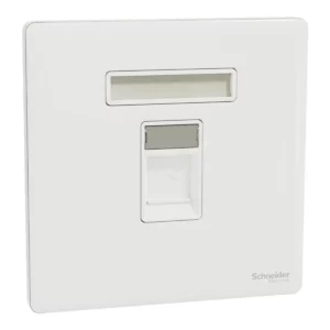 Schneider Central plate, Unica, for RJ45, 1 gang, with shutter, Painted White ,NUX31RJ_PW