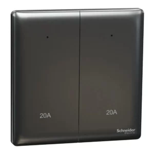 Schneider Switch, Unica X, 20A, 250V, 2 gangs, 2 pole, with LED, Dark Grey, NUX32D20N_DG