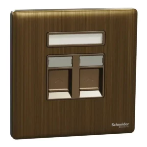 Schneider Telephone socket, Unica X, 2 gangs, shuttered, Antique Bronze ,NUX32RJ4_AB
