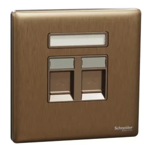schneider Telephone socket, Unica X, 2 gangs, shuttered, Dark Bronze ,NUX32RJ4_DB