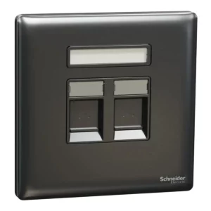 Schneider Telephone socket, Unica X, 2 gangs, shuttered, Dark Grey ,NUX32RJ4_DG
