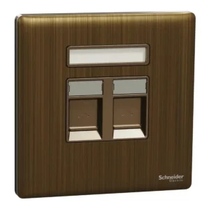 Schneider Data socket, Unica X, 2 gangs, RJ45, Cat6, shuttered, Antique Bronze ,NUX32RJ6_AB