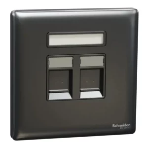 Schneider Data socket, Unica X, 2 gangs, RJ45, Cat6, shuttered, Dark Grey ,NUX32RJ6_DG