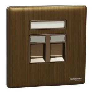 Schneider Central plate, Unica, for RJ45, 2 gangs, with shutter, Antique Bronze ,NUX32RJ_AB