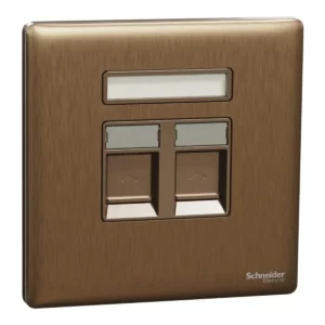 Schneider Central plate, Unica, for RJ45, 2 gangs, with shutter, Dark Bronze ,NUX32RJ_DB