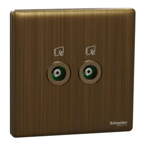Schneider TV socket, Unica X, 2 gangs, 75Ohm, Through-connector, Antique Bronze ,NUX32TV_AB