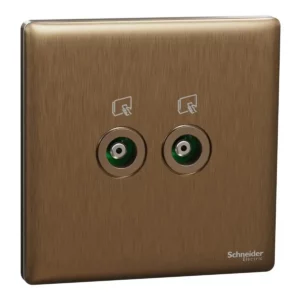 Schneider TV socket, Unica X, 2 gangs, 75Ohm, Through-connector, Dark Bronze ,NUX32TV_DB