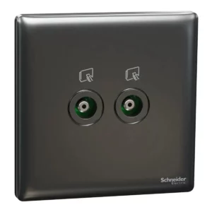 Schneider TV socket, Unica X, 2 gangs, 75Ohm, Through-connector, Dark Grey ,NUX32TV_DG