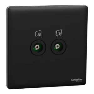 Schneider TV socket, Unica X, 2 gangs, 75Ohm, Through-connector,Jet Black ,NUX32TV_JB