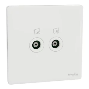 Schneider TV socket, Unica X, 2 gangs, 75Ohm, Through-connector, Painted White ,NUX32TV_PW