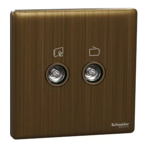 Schneider TV/FM socket, Unica X, 2 gangs, with TV-R module, Antique Bronze ,NUX32TVFMM_AB