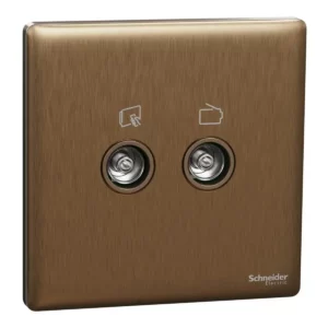 Schneider TV/FM socket, Unica X, 2 gangs, with TV-R module, Dark Bronze ,NUX32TVFMM_DB