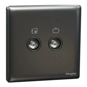 Schneider TV/FM socket, Unica X, 2 gangs, with TV-R module, Dark Grey ,NUX32TVFMM_DG