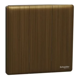 Schneider Momentary switch, Unica X, 10A, 250V, 3 gangs, Antique Bronze ,NUX33_PR_AB