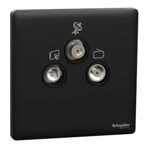 Schneider Master socket outlet, Unica X, with TV-SAT-R module,Jet Black ,NUX33SMATV_JB