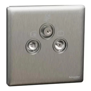 Schneider Master socket outlet, Unica X, with TV-SAT-R module, Stainless Steel ,NUX33SMATV_SS