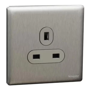 schneider Socket outlet, Unica X, 13A, 250V, Stainless Steel ,NUX426_SS