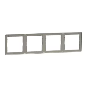 Schneider Cover frame, Unica X, 4 gangs, matt, Stainless Steel ,NUX_41_SS