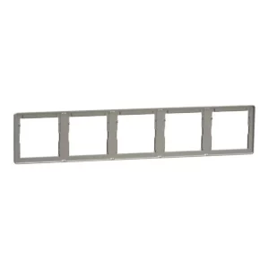 Schneider Cover frame, Unica X, 5 gangs, matt, Stainless Steel NUX_51_SS