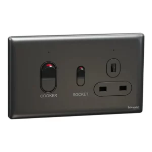 Schneider Cooker control unit, Unica X, 45A, 250V, 1 gang, 2 pole, Dark Grey ,NUXT15D45N_DG