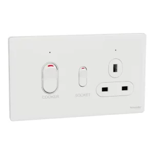 Schneider Cooker control unit, Unica X, 45A, 250V, 1 gang, 2 pole, Painted White ,NUXT15D45N_PW